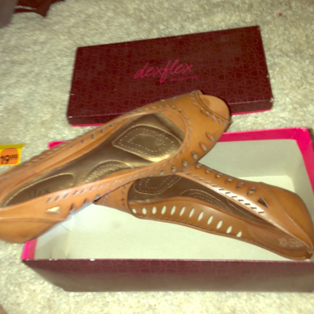 Brown leather wedges